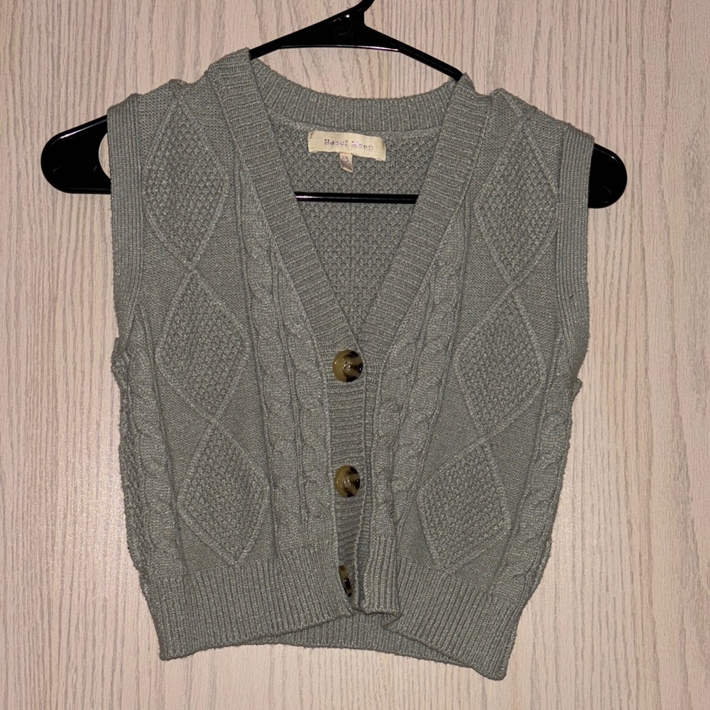 XS Button Down Green Sweater Vest